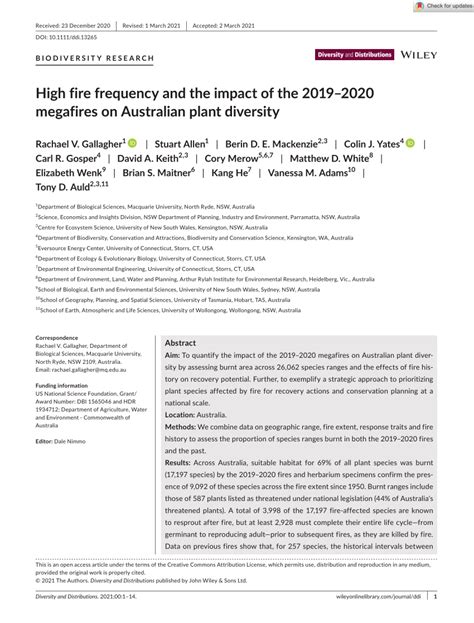 High fire frequency and the impact of the 2019–2020 megafires on.